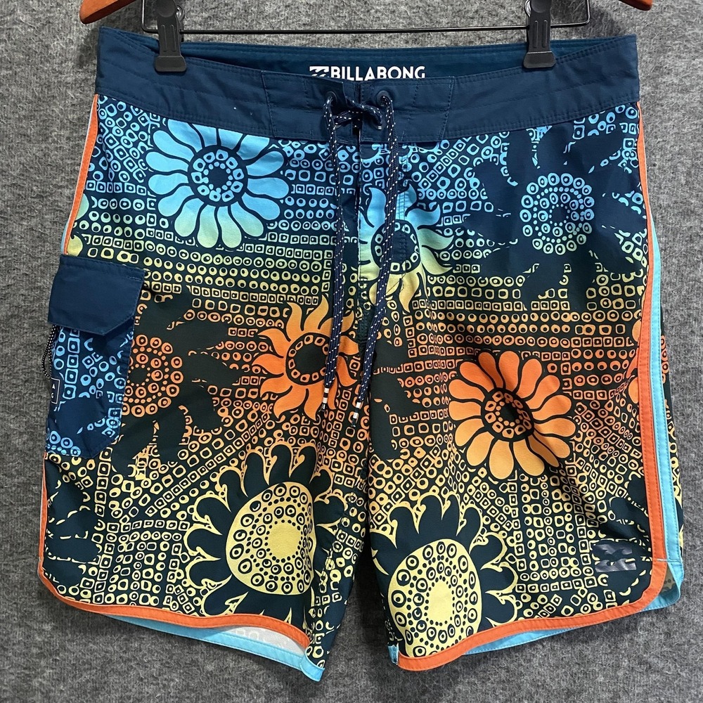 Billabong Airlite Board Shorts Mens 31‎ Blue Floral Quick Dry Surf Beach Resort